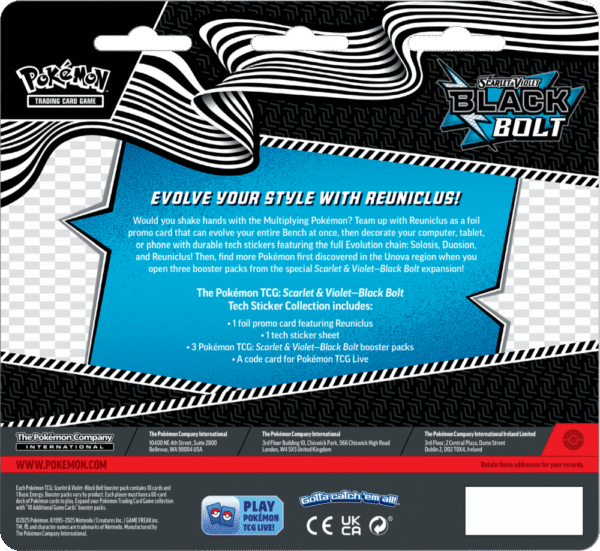 Pokémon TCG: Scarlet & Violet - Black Bolt - Tech Sticker - Reuniclus - obrazek 4
